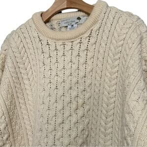 Country Collection Ireland Men’s XXL Natural Ivory Irish Wool Cable Knit Sweater